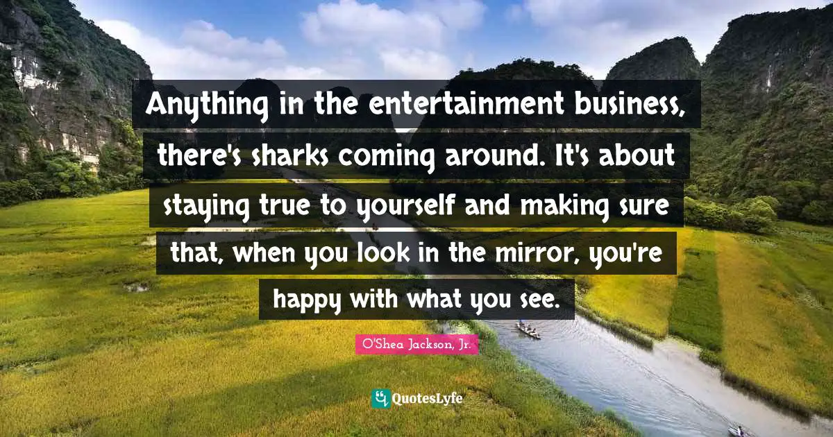 Anything in the entertainment business, there's sharks coming around. It's about staying true to yourself and making sure that, when you look in the mirror, you're happy with what you see.