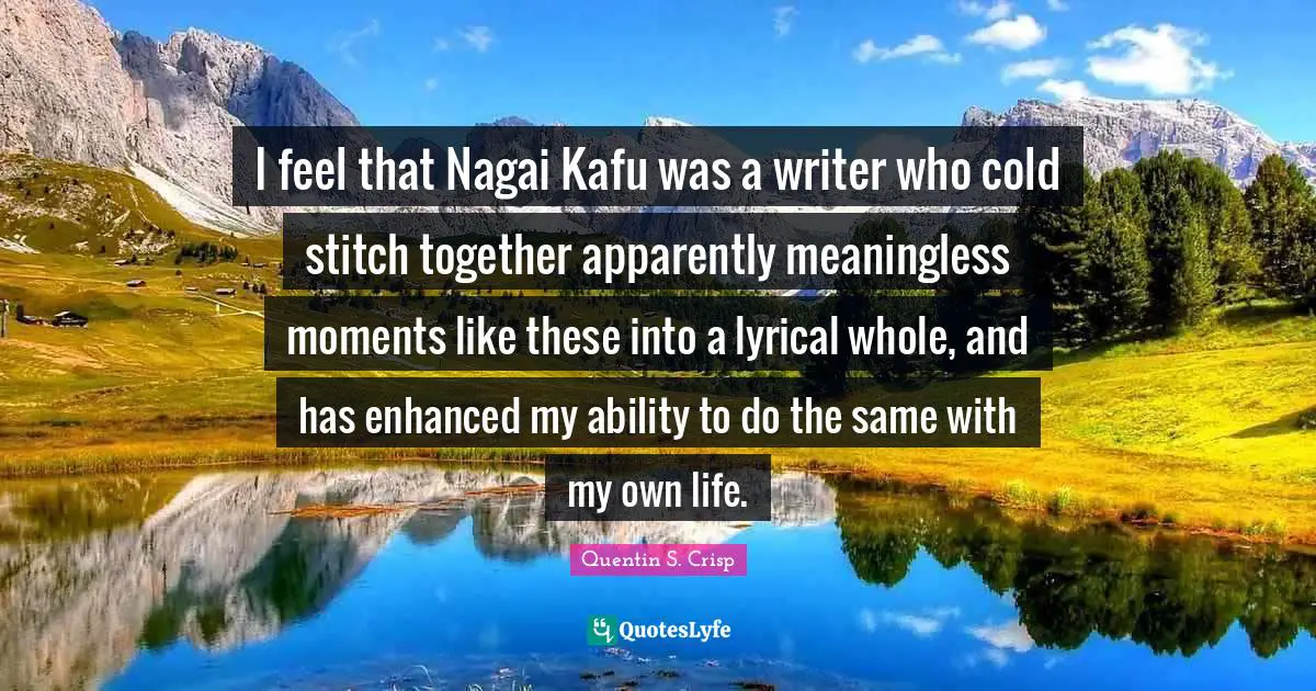 Stitches Quotes: "I feel that Nagai Kafu was a writer who cold stitch together apparently meaningless moments like these into a lyrical whole, and has enhanced my ability to do the same with my own life."