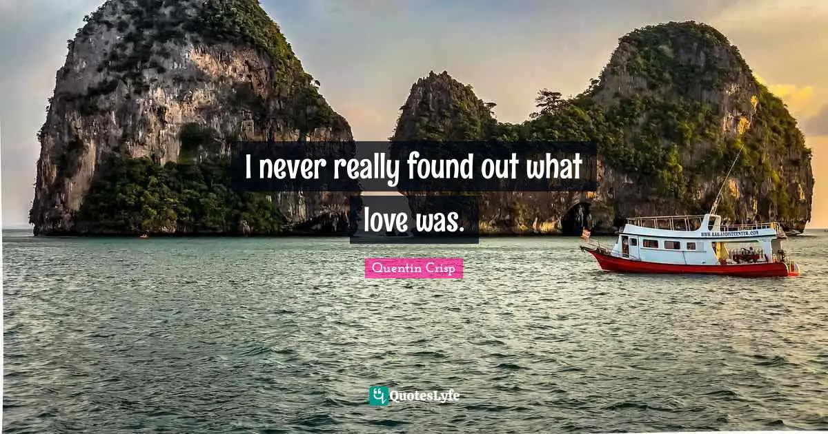I never really found out what love was.