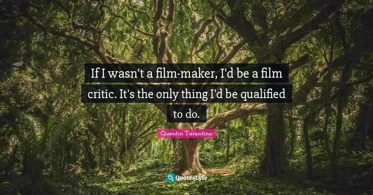 If I wasn't a film-maker, I'd be a film critic. It's the only thing I'd be qualified to do.