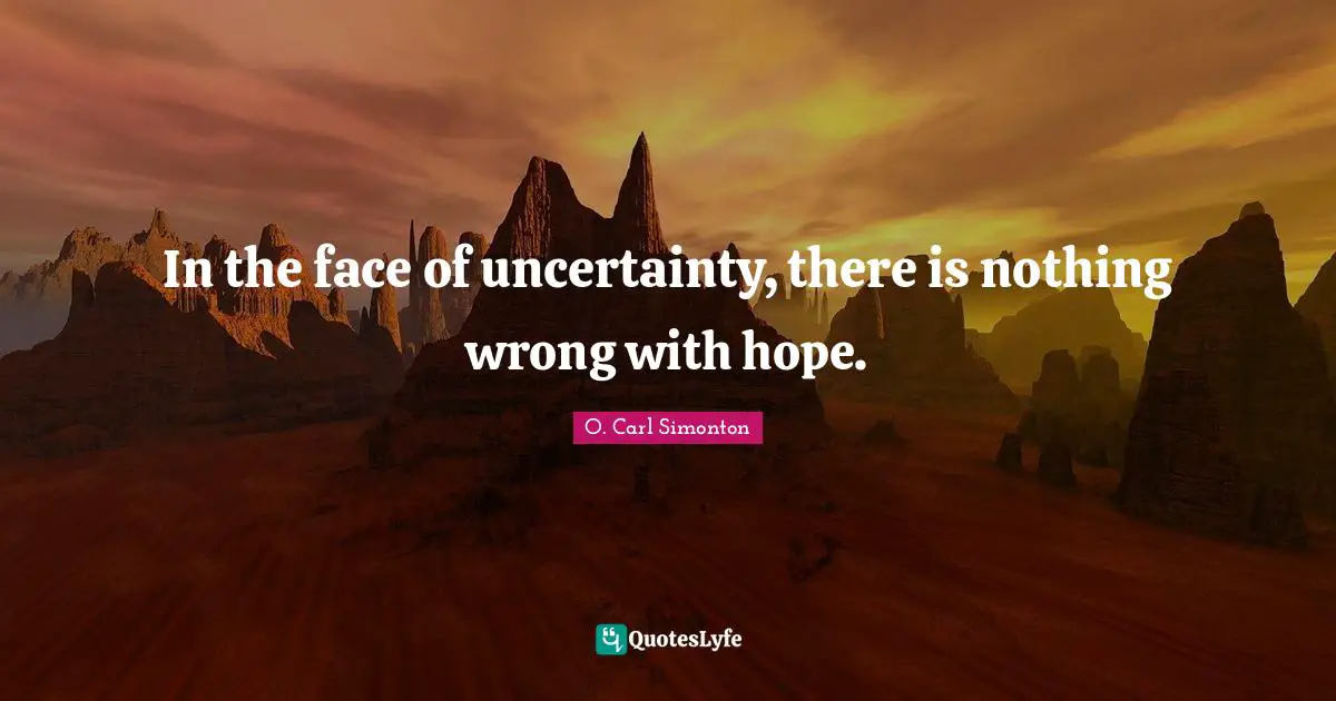 Hopeful Quotes: "In the face of uncertainty, there is nothing wrong with hope."