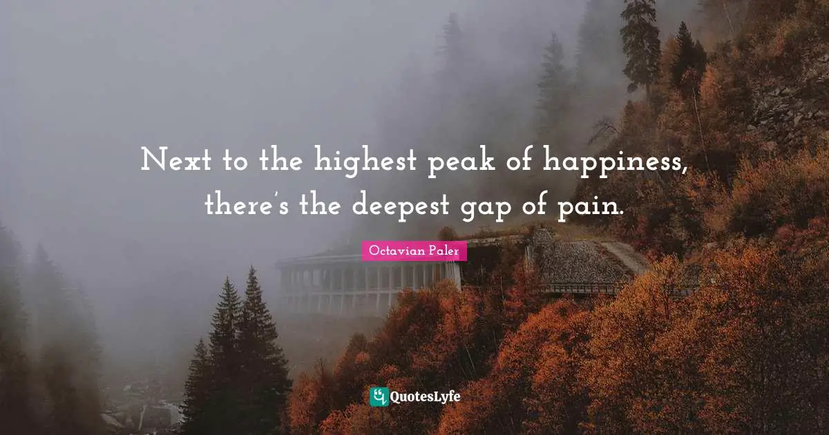 Next to the highest peak of happiness, there’s the deepest gap of pain.