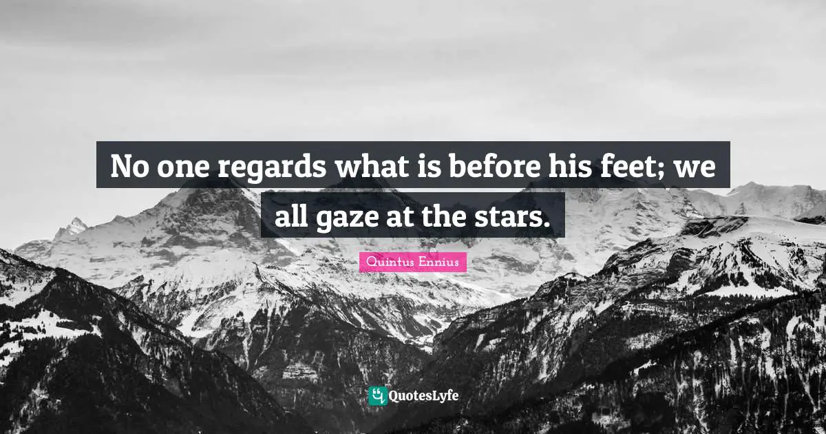 No one regards what is before his feet; we all gaze at the stars.