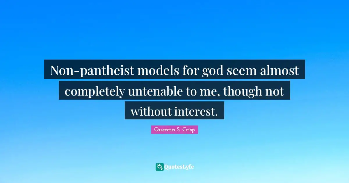 Non-pantheist models for god seem almost completely untenable to me, though not without interest.