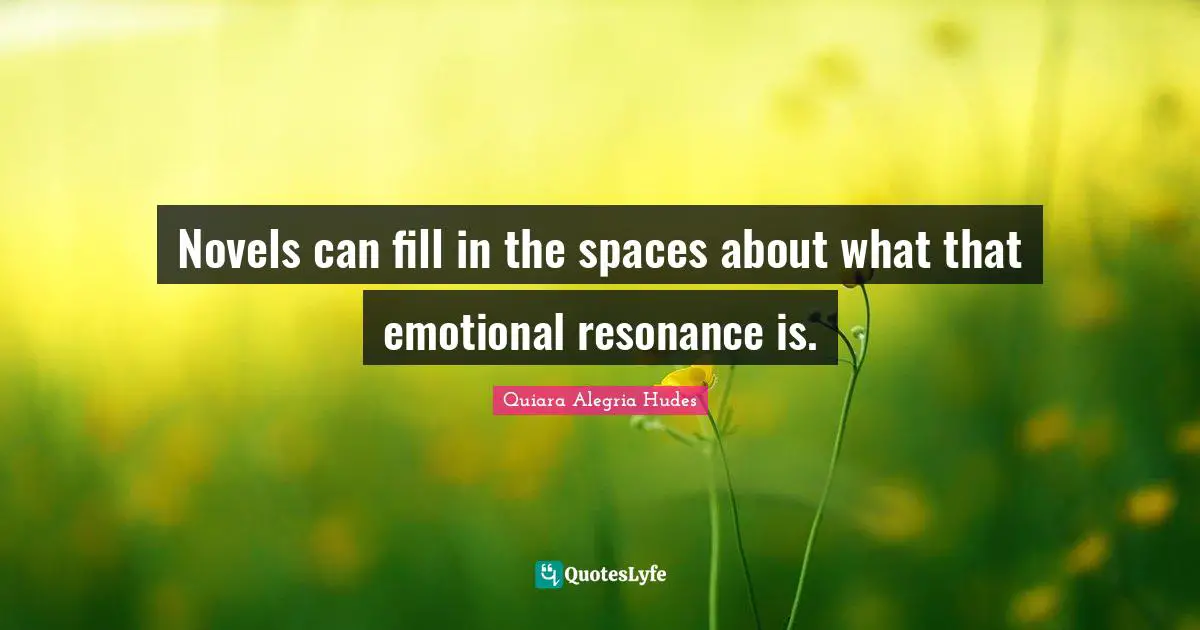 Novels can fill in the spaces about what that emotional resonance is.