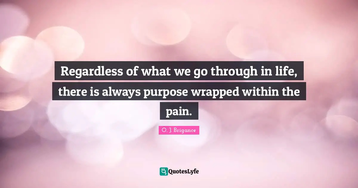 Regardless of what we go through in life, there is always purpose wrapped within the pain.