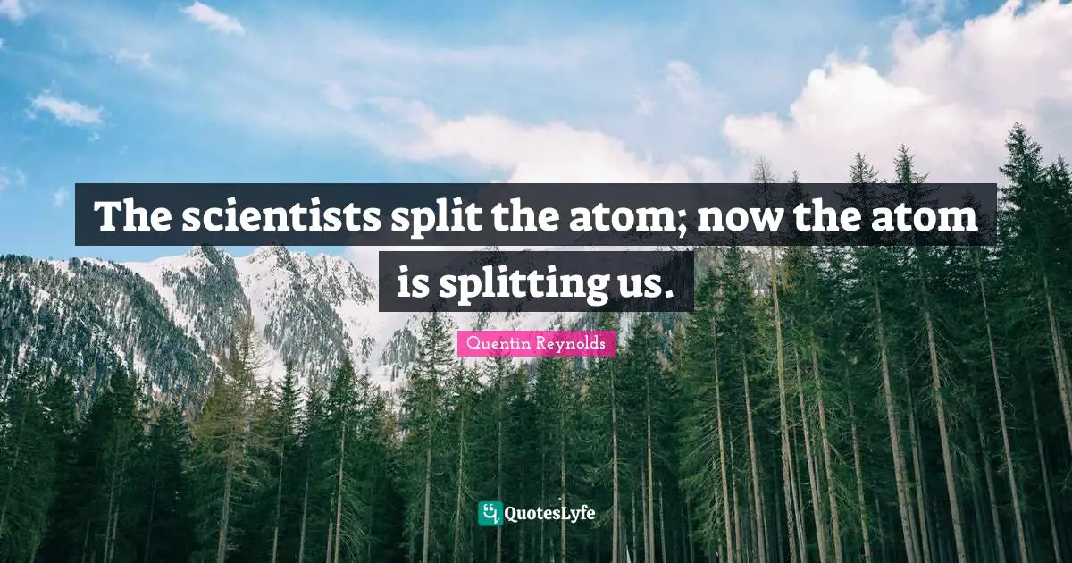 Atoms Quotes: "The scientists split the atom; now the atom is splitting us."