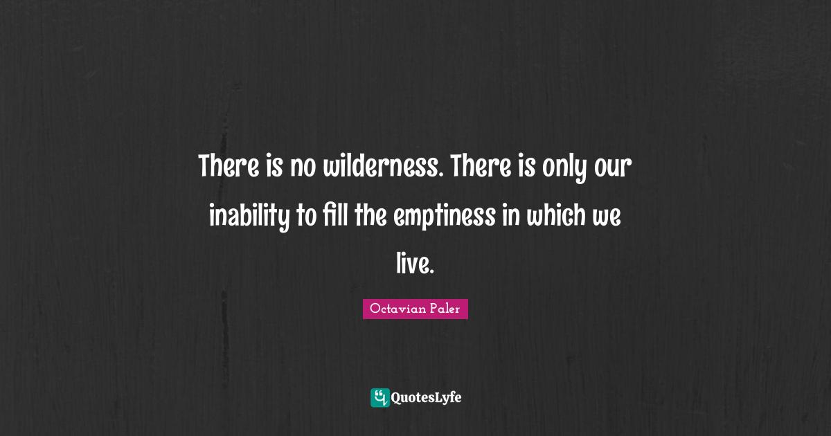 Emptiness Quotes: "There is no wilderness. There is only our inability to fill the emptiness in which we live."
