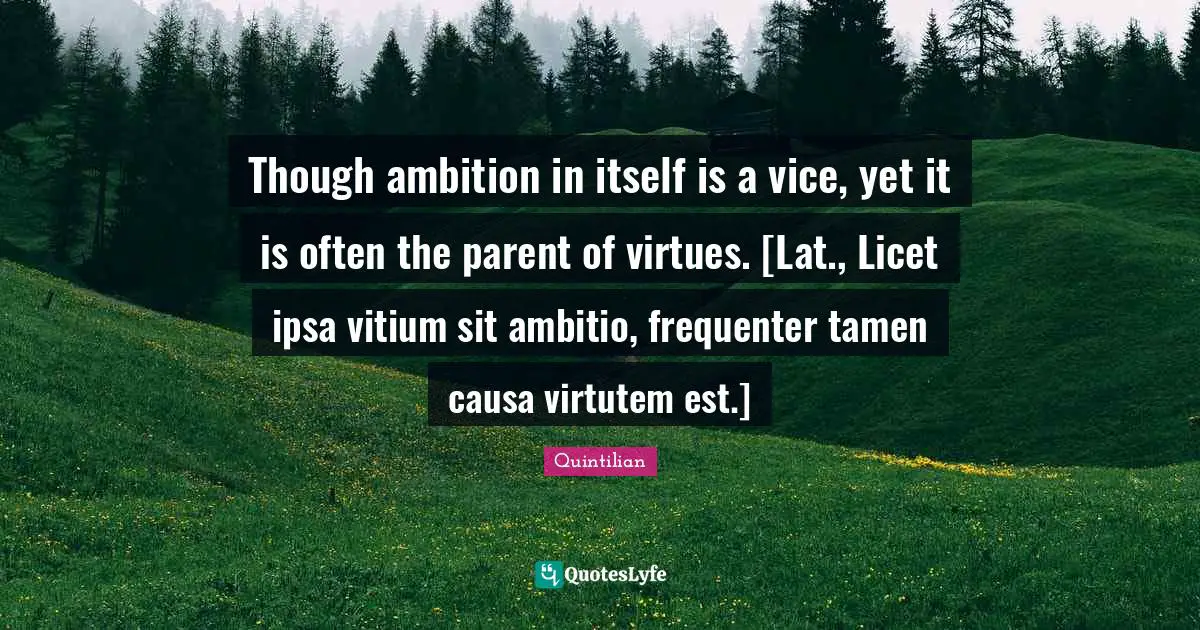 Though ambition in itself is a vice, yet it is often the parent of virtues. [Lat., Licet ipsa vitium sit ambitio, frequenter tamen causa virtutem est.]