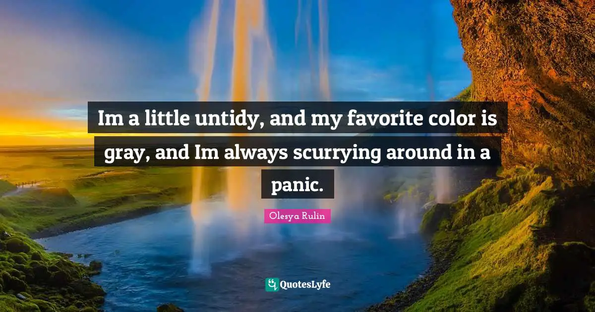 Im a little untidy, and my favorite color is gray, and Im always scurrying around in a panic.