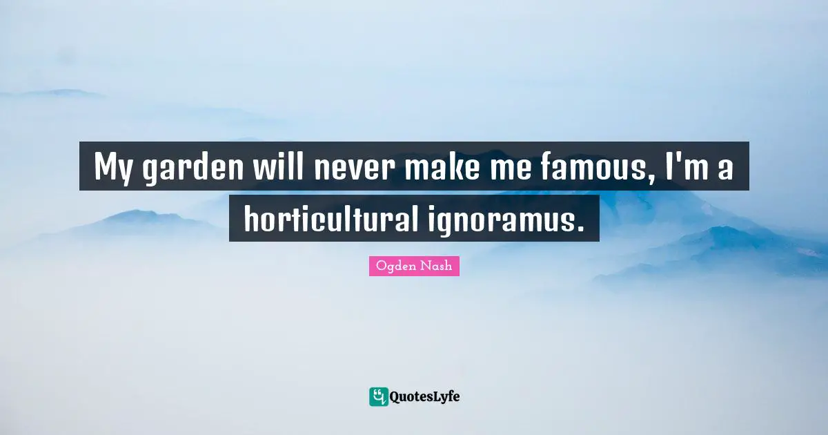 My garden will never make me famous, I'm a horticultural ignoramus.