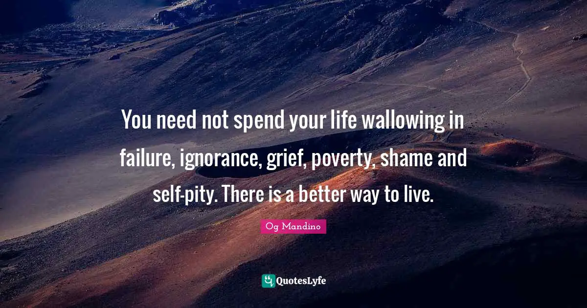 You need not spend your life wallowing in failure, ignorance, grief, poverty, shame and self-pity. There is a better way to live.