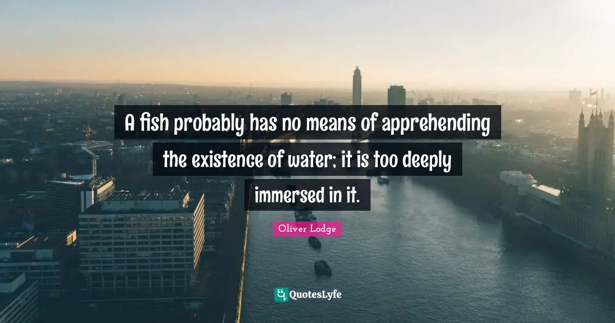 A fish probably has no means of apprehending the existence of water; it is too deeply immersed in it.