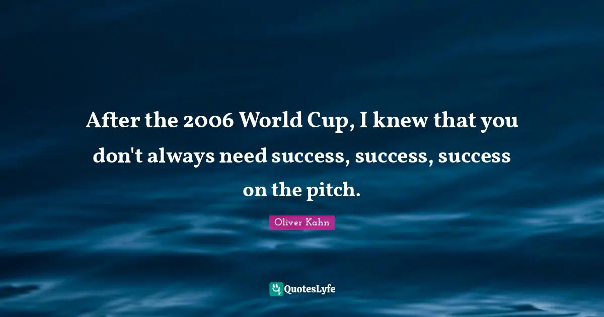 After the 2006 World Cup, I knew that you don't always need success, success, success on the pitch.