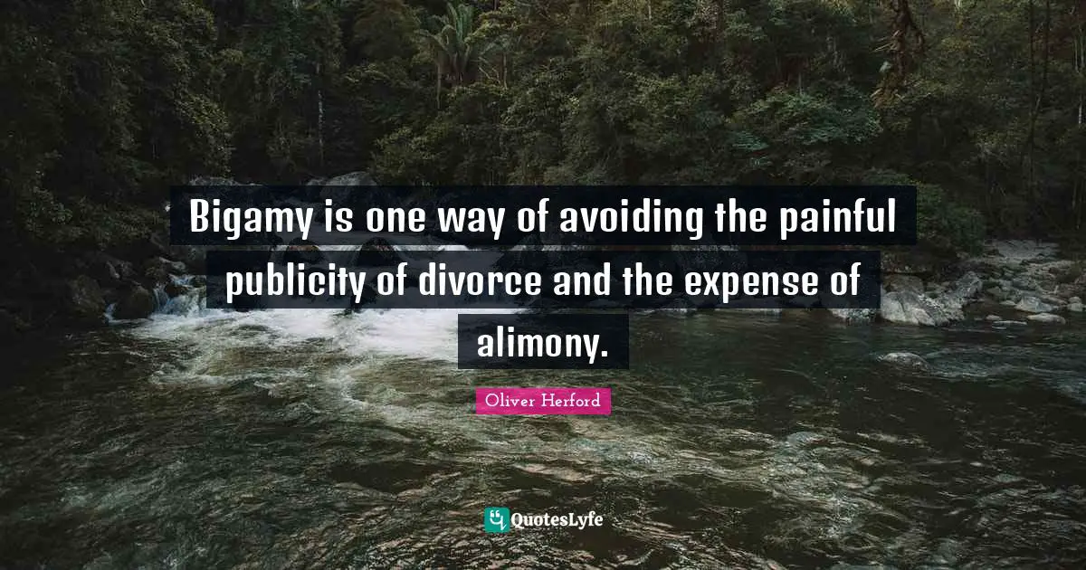 Bigamy is one way of avoiding the painful publicity of divorce and the expense of alimony.