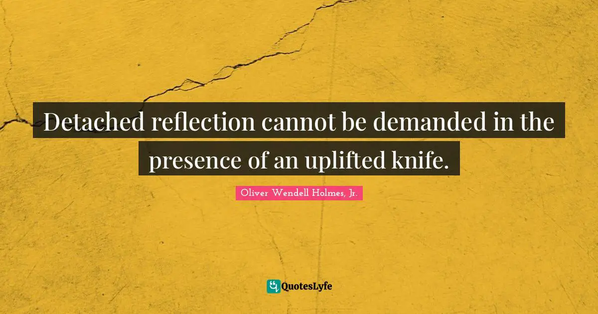 Oliver Wendell Holmes Jr. Quotes: "Detached reflection cannot be demanded in the presence of an uplifted knife."