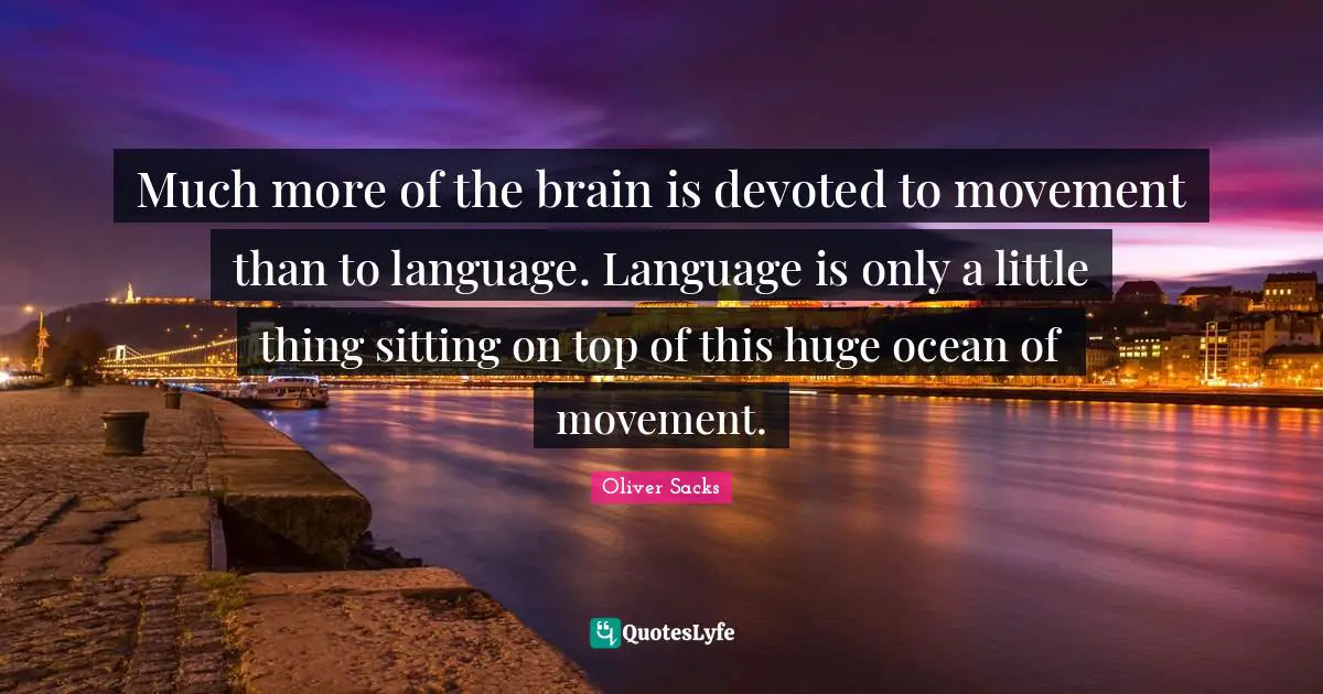 Language Quotes: "Much more of the brain is devoted to movement than to language. Language is only a little thing sitting on top of this huge ocean of movement."