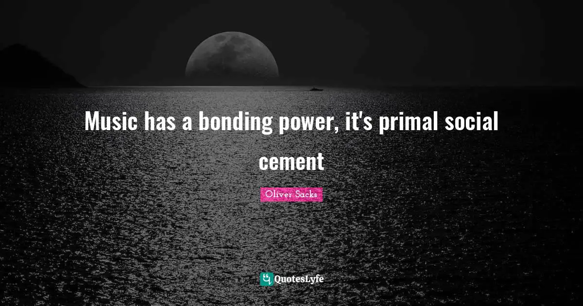 Music has a bonding power, it's primal social cement