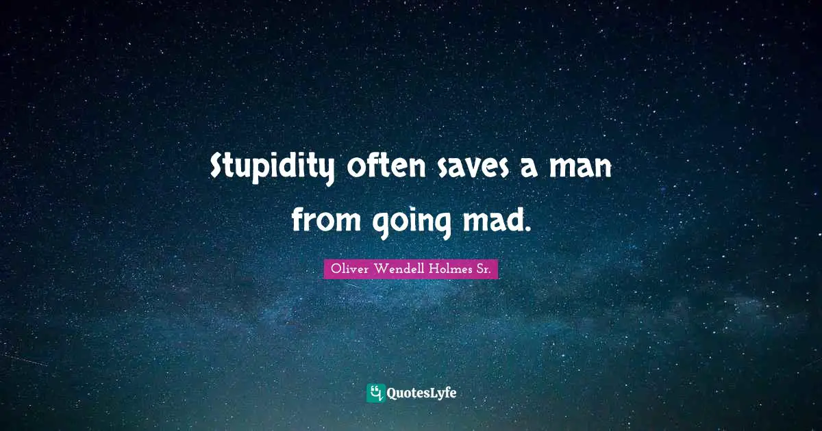 Oliver Wendell Holmes Sr. Quotes: "Stupidity often saves a man from going mad."