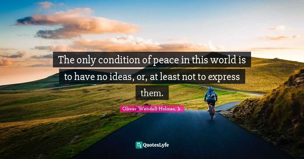 The only condition of peace in this world is to have no ideas, or, at least not to express them.