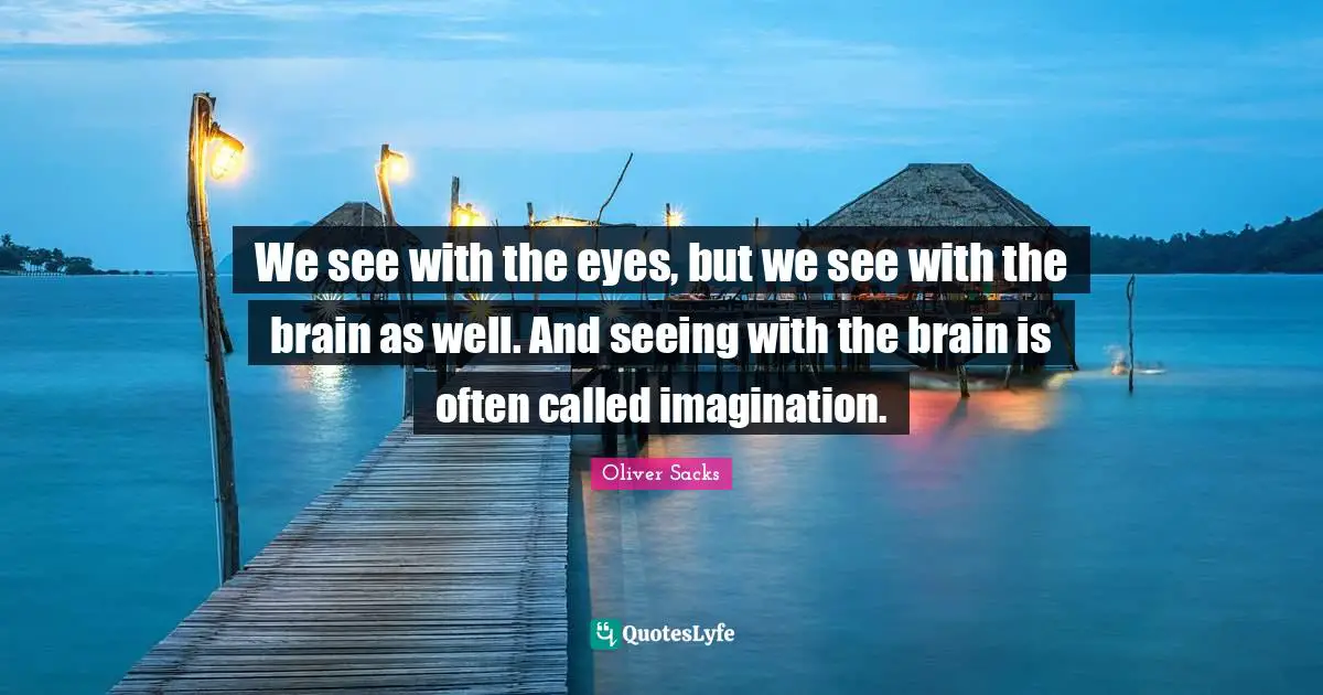 Brain Quotes: "We see with the eyes, but we see with the brain as well. And seeing with the brain is often called imagination."