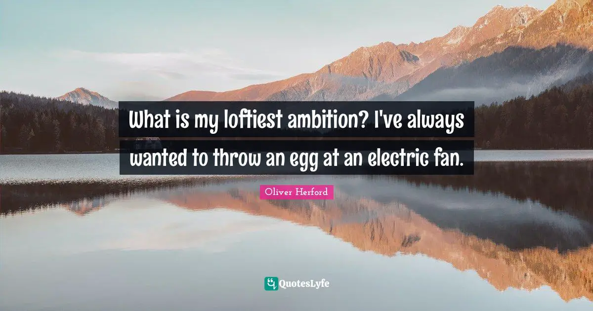 What is my loftiest ambition? I've always wanted to throw an egg at an electric fan.