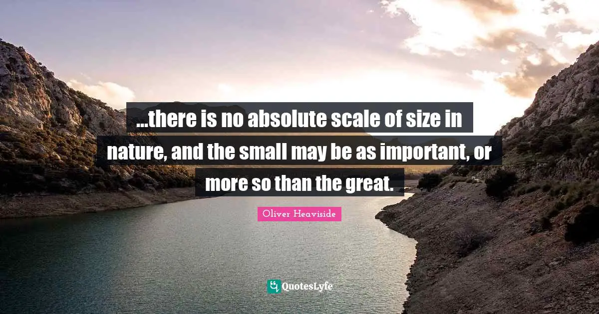 ...there is no absolute scale of size in nature, and the small may be as important, or more so than the great.