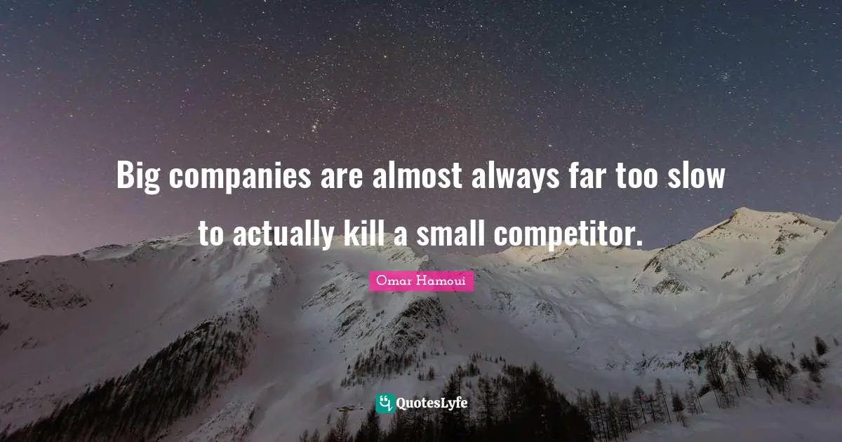Big companies are almost always far too slow to actually kill a small competitor.