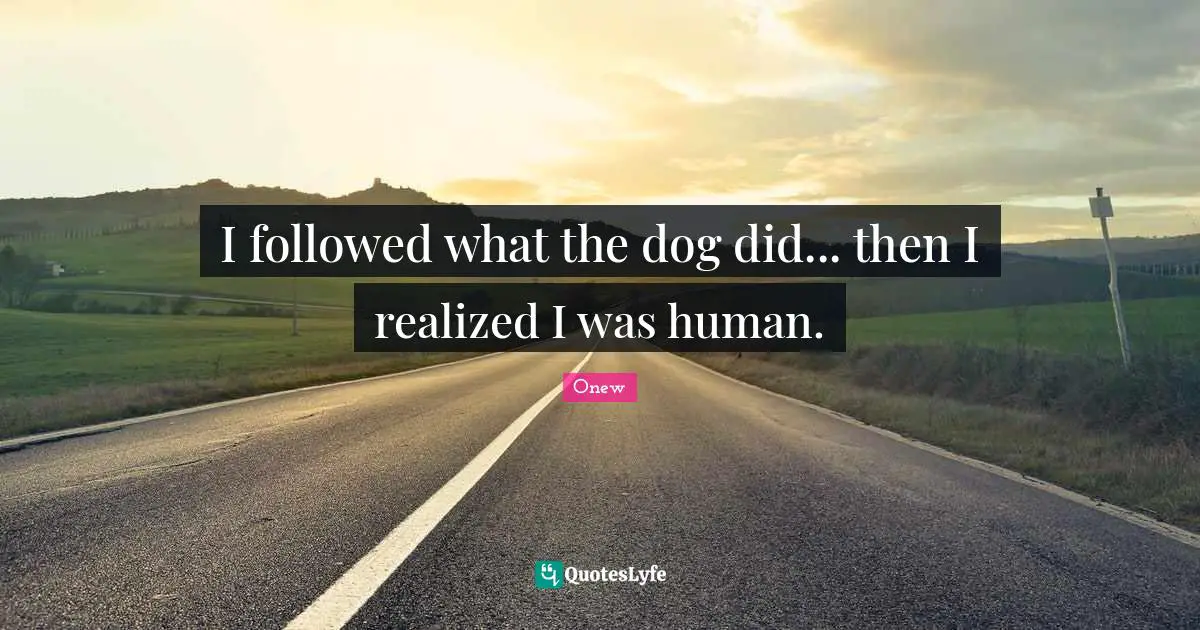 Onew Quotes: "I followed what the dog did... then I realized I was human."