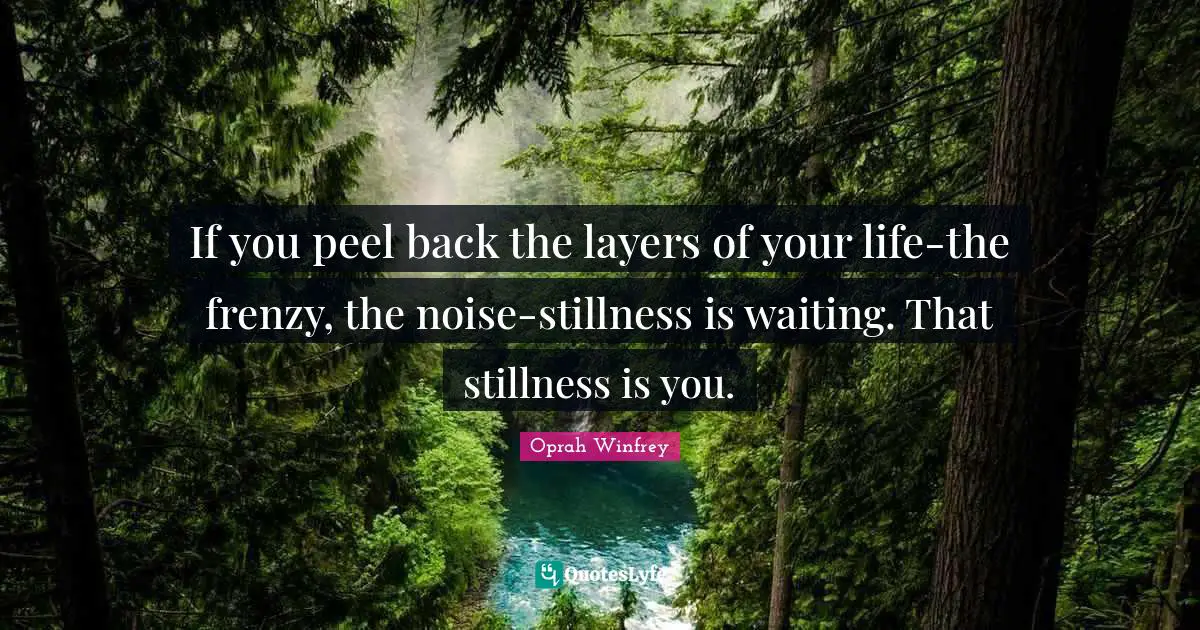 If you peel back the layers of your life-the frenzy, the noise-stillness is waiting. That stillness is you.