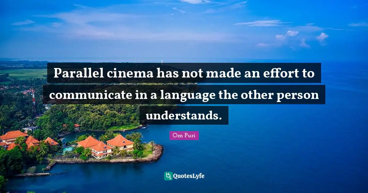 Parallel cinema has not made an effort to communicate in a language the other person understands.