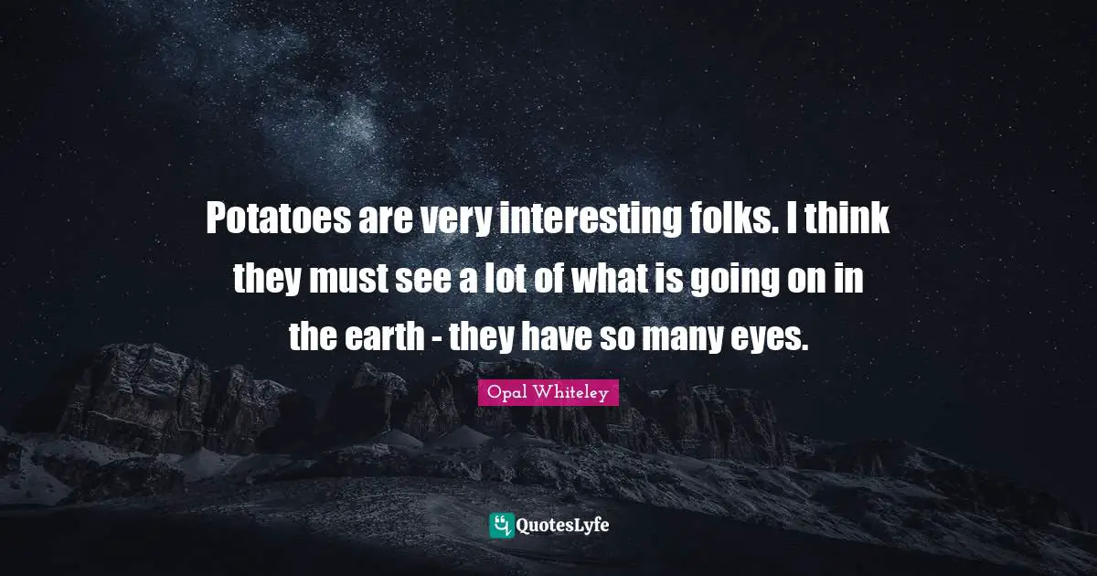 Potatoes are very interesting folks. I think they must see a lot of what is going on in the earth - they have so many eyes.