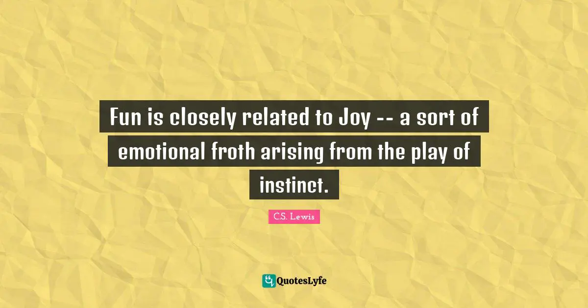 Fun is closely related to Joy -- a sort of emotional froth arising from the play of instinct.