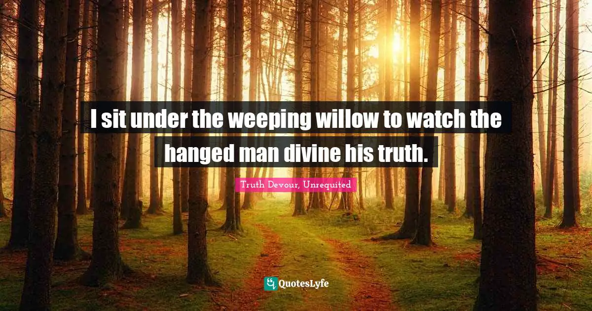 I sit under the weeping willow to watch the hanged man divine his truth.