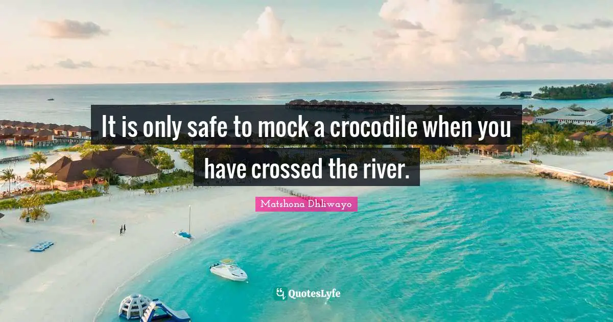 Matshona Dhliwayo Quotes: "It is only safe to mock a crocodile when you have crossed the river."