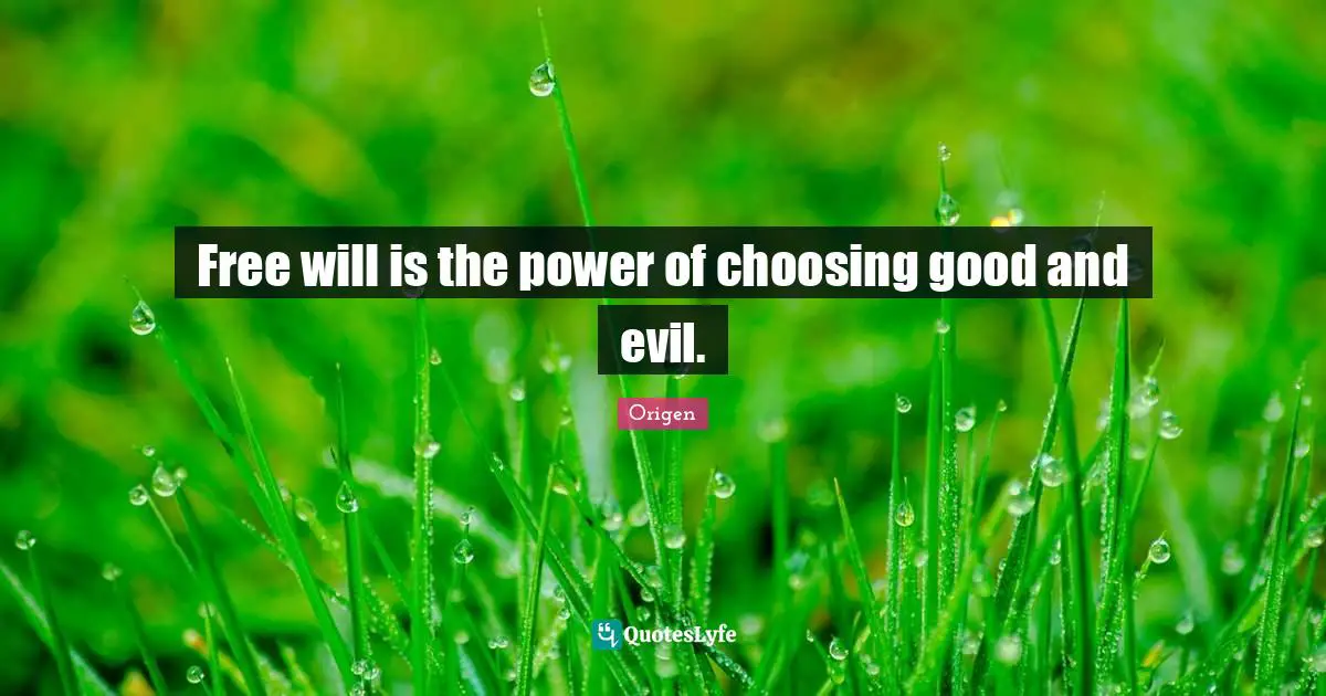 Free will is the power of choosing good and evil.