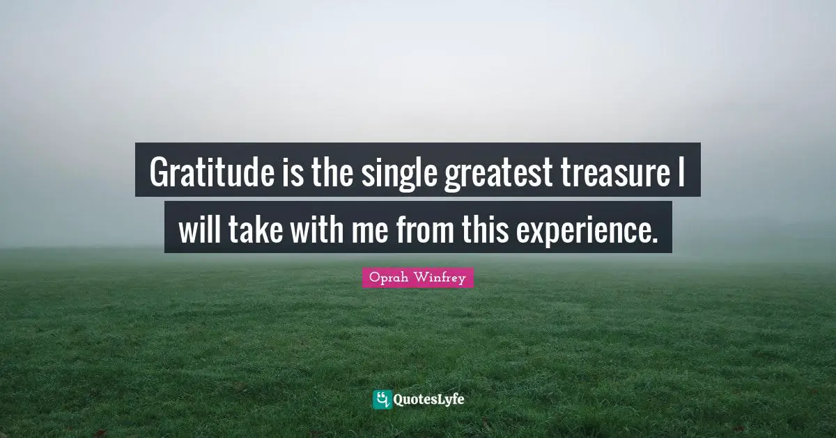 Gratitude is the single greatest treasure I will take with me from this experience.