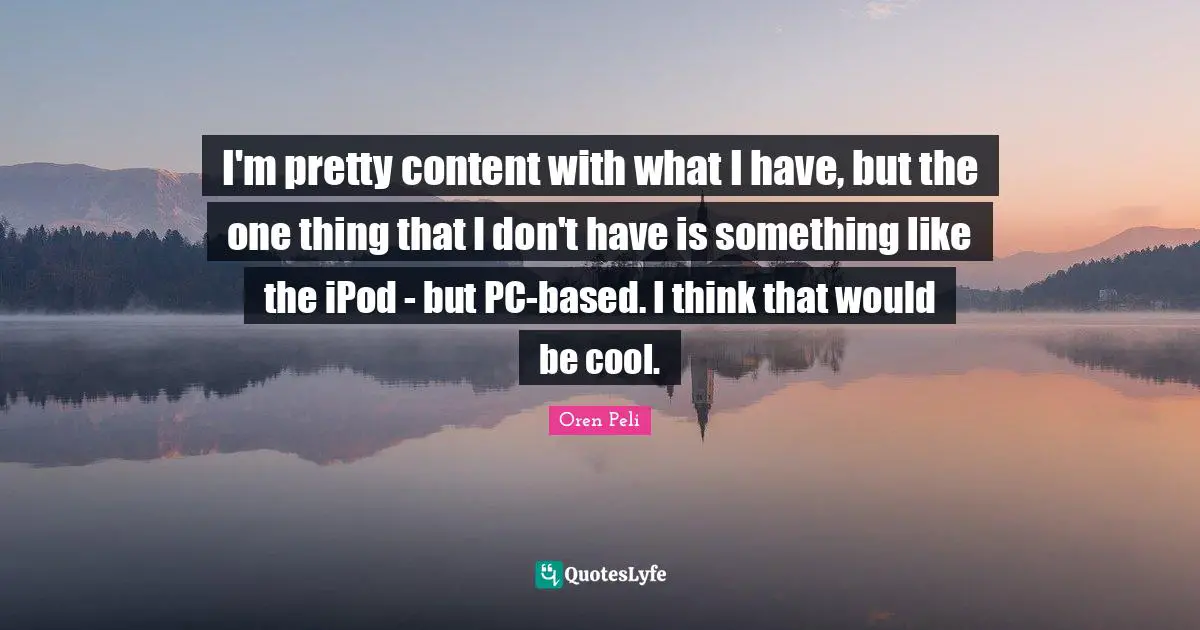I'm pretty content with what I have, but the one thing that I don't have is something like the iPod - but PC-based. I think that would be cool.
