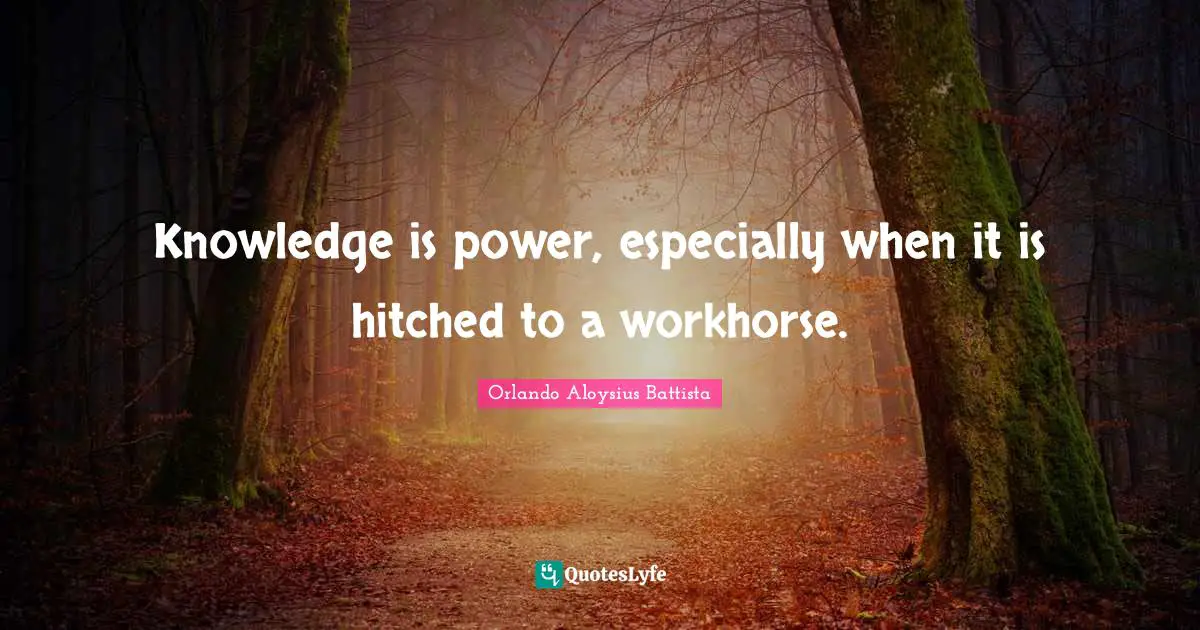 Orlando Aloysius Battista Quotes: "Knowledge is power, especially when it is hitched to a workhorse."