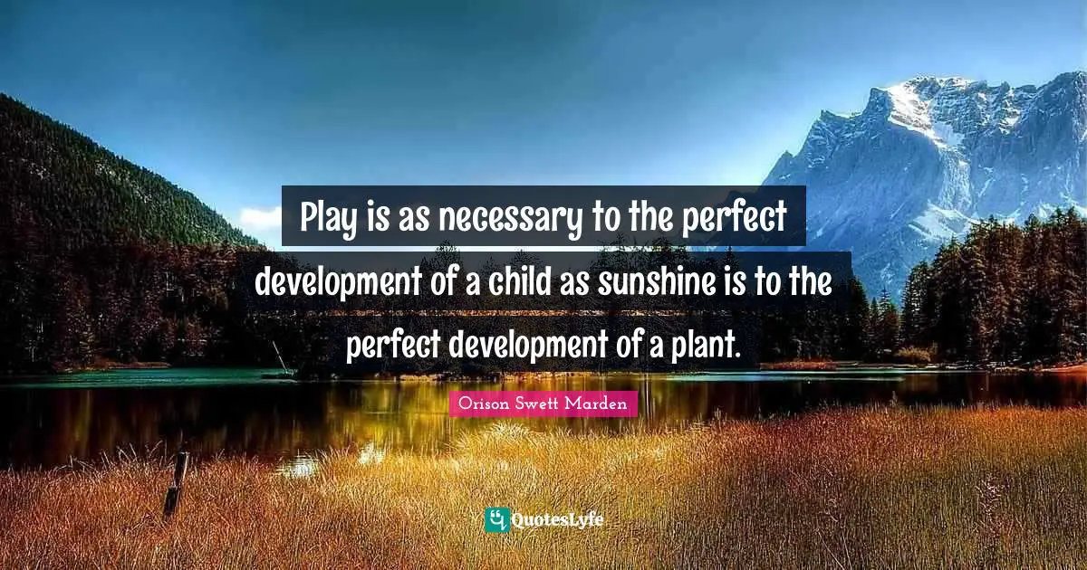 Play is as necessary to the perfect development of a child as sunshine is to the perfect development of a plant.