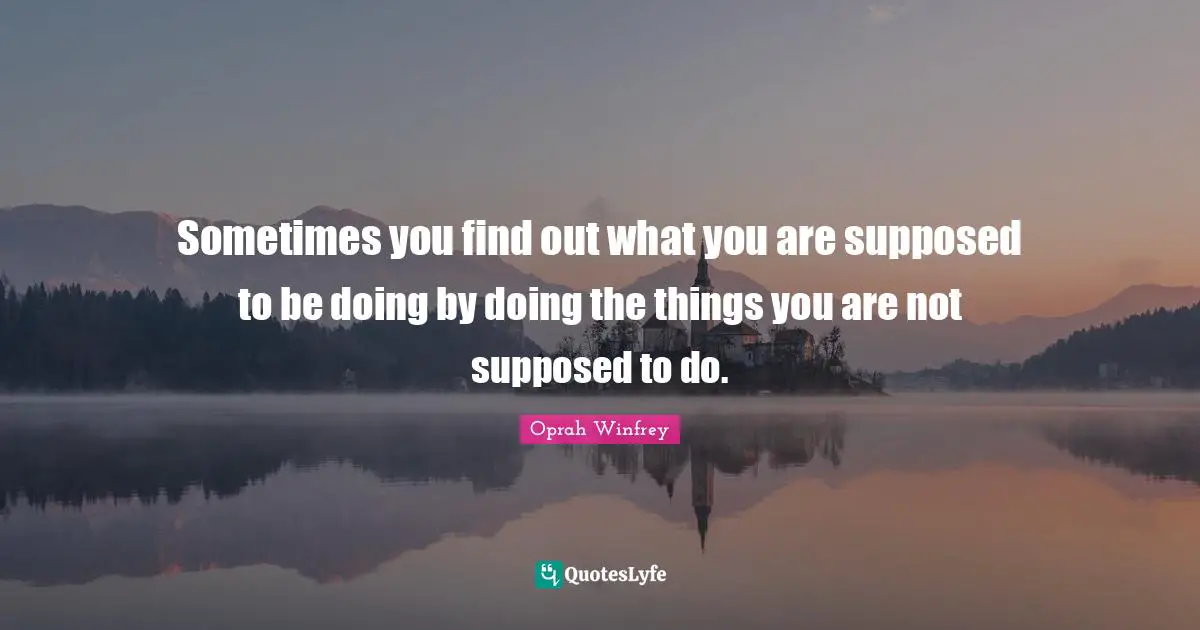 Sometimes you find out what you are supposed to be doing by doing the things you are not supposed to do.