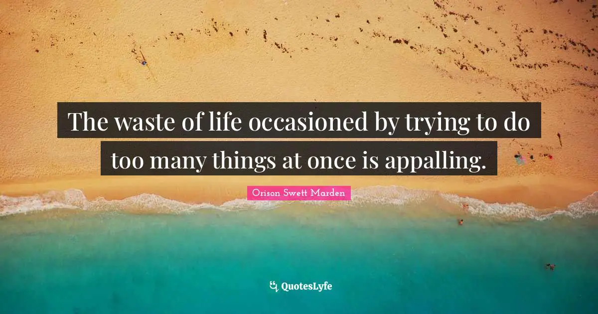 The waste of life occasioned by trying to do too many things at once is appalling.