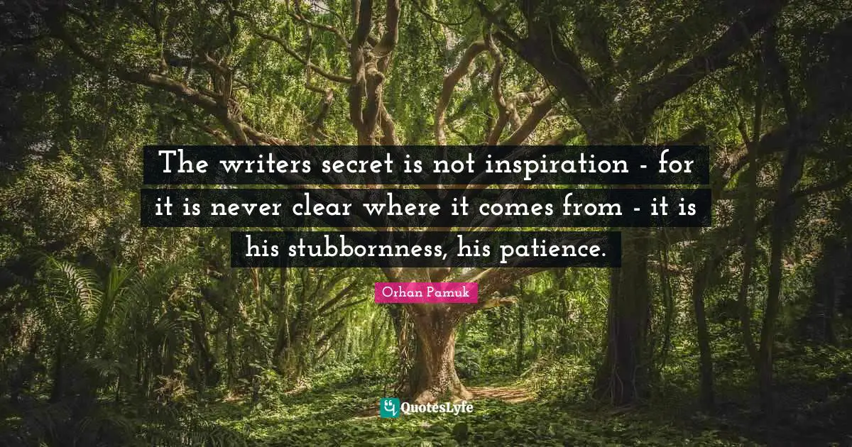 The writers secret is not inspiration - for it is never clear where it comes from - it is his stubbornness, his patience.