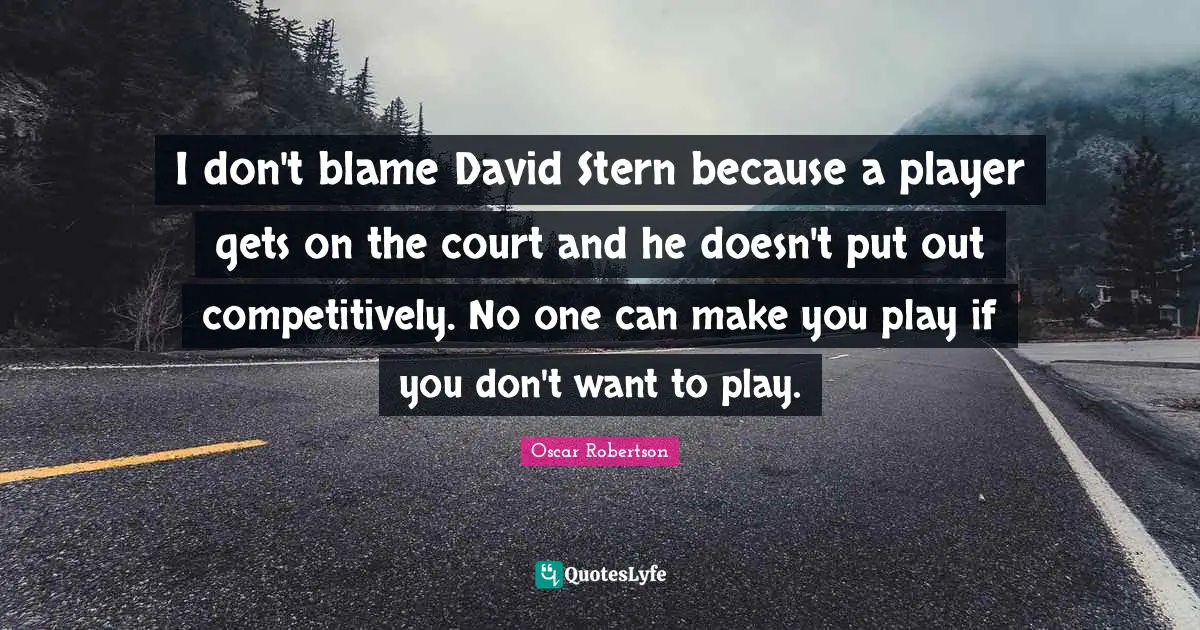 I don't blame David Stern because a player gets on the court and he doesn't put out competitively. No one can make you play if you don't want to play.