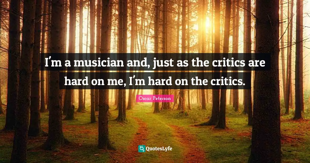 I'm a musician and, just as the critics are hard on me, I'm hard on the critics.