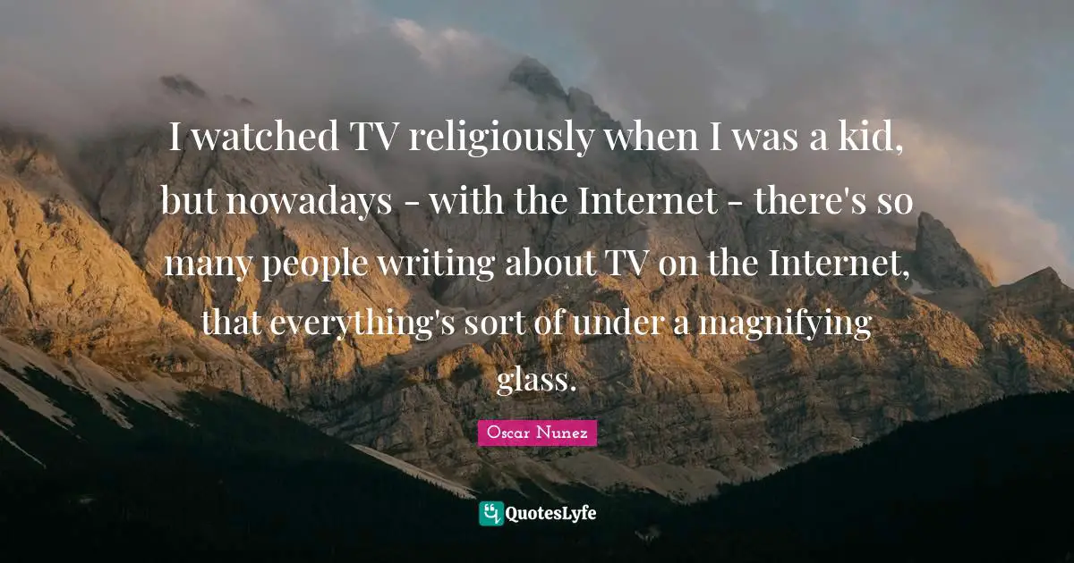 I watched TV religiously when I was a kid, but nowadays - with the Internet - there's so many people writing about TV on the Internet, that everything's sort of under a magnifying glass.