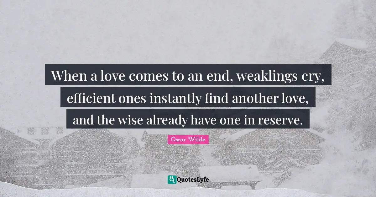 Efficient Quotes: "When a love comes to an end, weaklings cry, efficient ones instantly find another love, and the wise already have one in reserve."