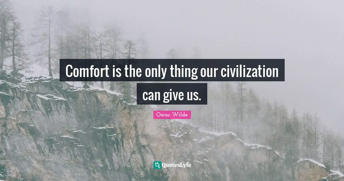 Comfort is the only thing our civilization can give us.