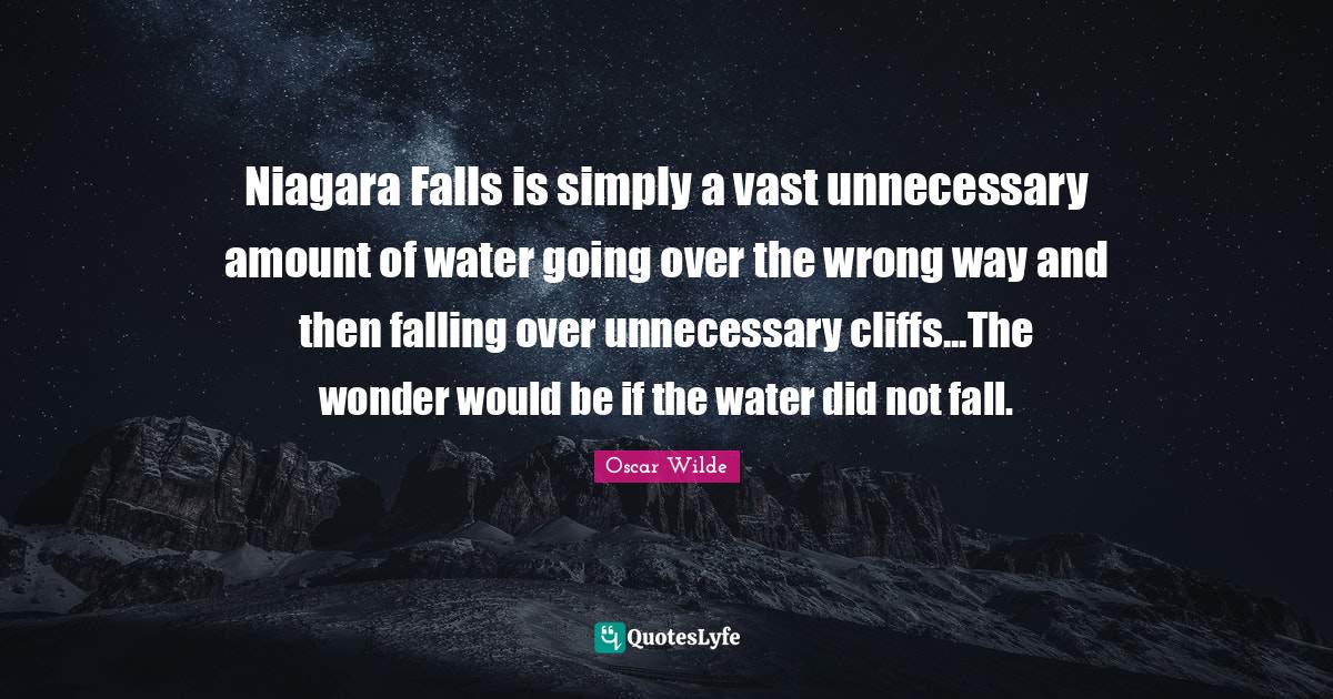 Niagara Falls is simply a vast unnecessary amount of water going over