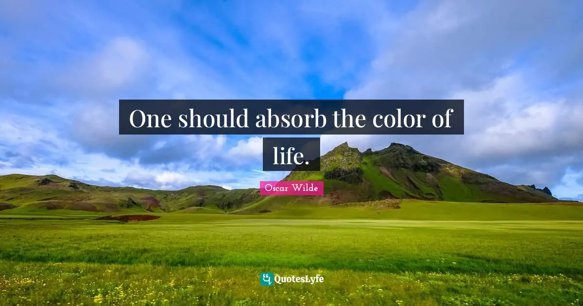 One should absorb the color of life.